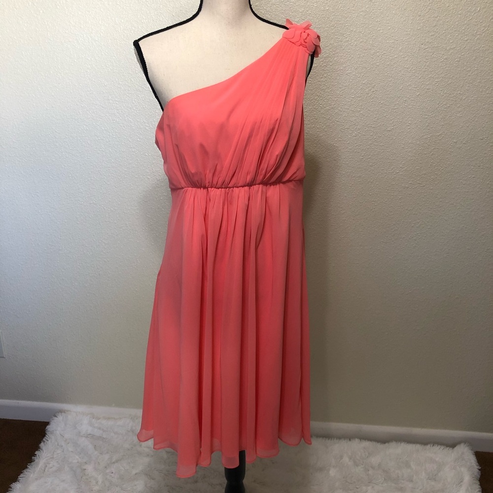 David’s Bridal Coral Reef One Shoulder Dress